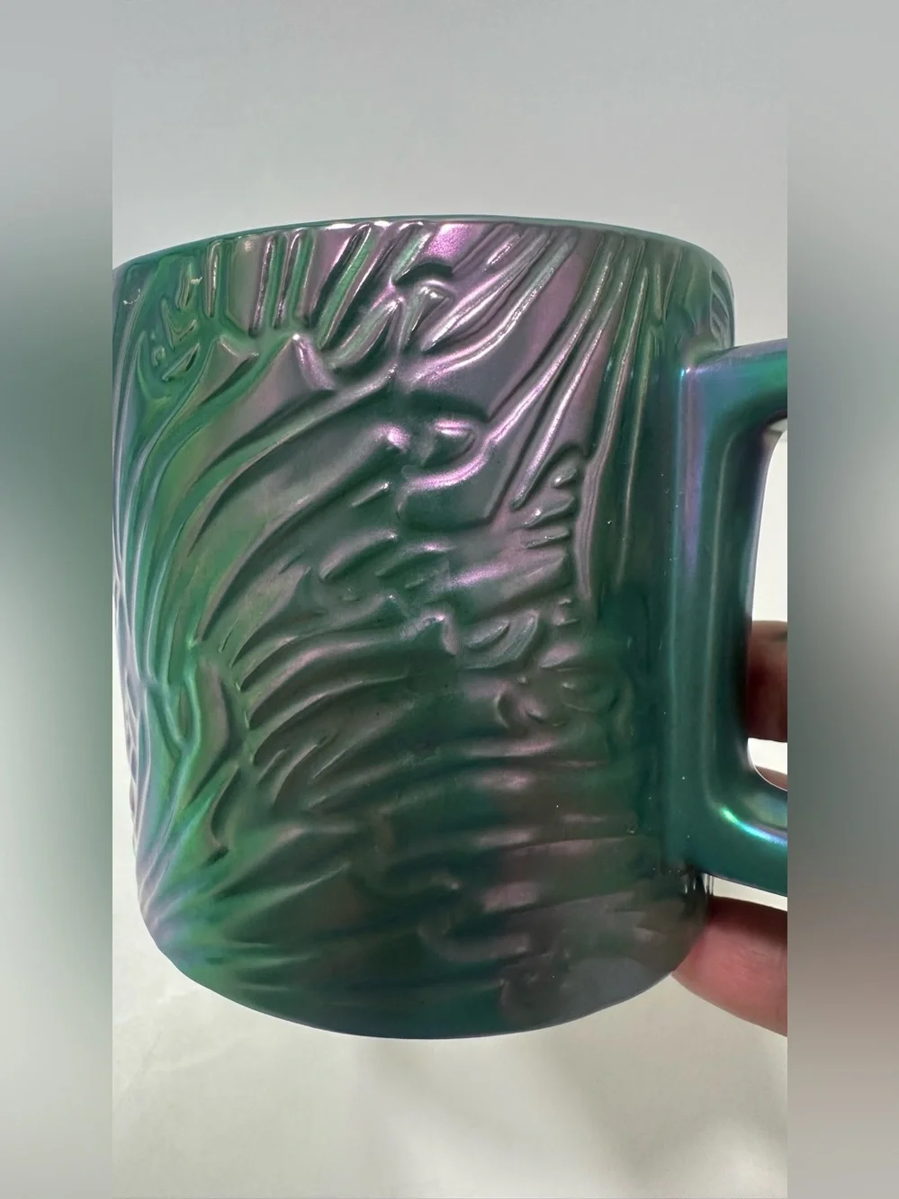 Starbucks Spring Green Siren Mermaid Tail Iridescent  Coffee Mug 14oz 3D cup